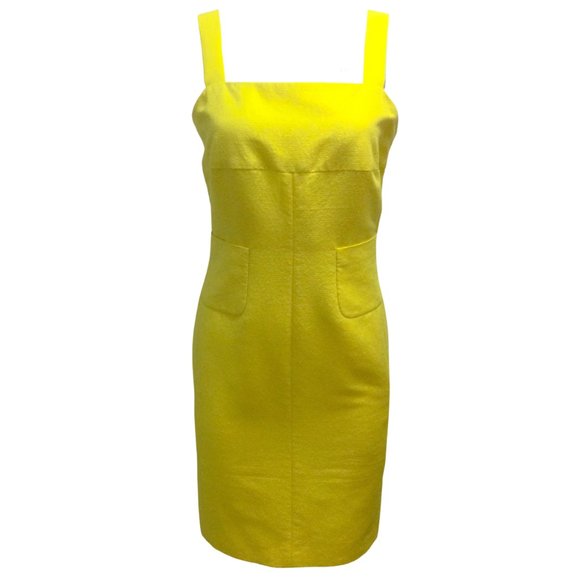 Chanel Yellow Sleeveless Square Neck Silk Crepe Cocktail Dress - Picture 1 of 6